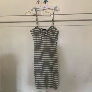 gray and white striped dress